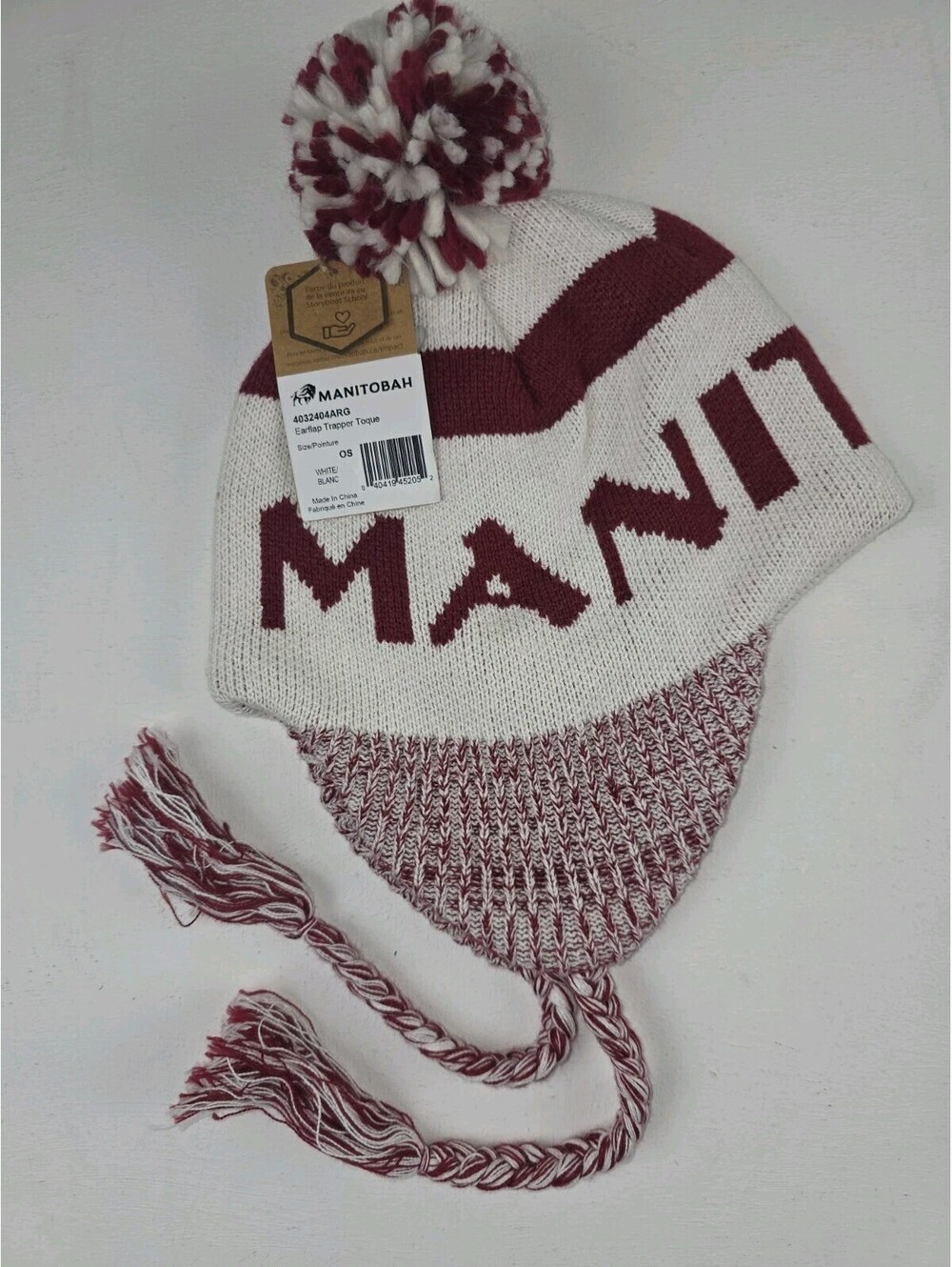 RARE Manitobah MukLuks Winter Hat Burgundy Knitted Beanie Trapper Ear Flap NWT!